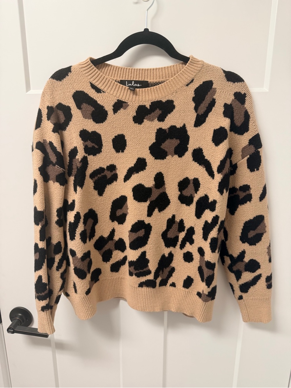 Lulu's Beige Leopard Print Crewneck Sweater